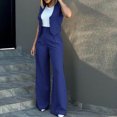 thumbnail image 4 of jobturf Womens 2 Piece Outfits 2024 Classic Button Down Sleeveless Blazer Vest Wide Leg Pant Sets Casual Matching Set Business Suits, 4 of 9