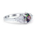 thumbnail image 2 of Vintage Style Wedding Ring Round Simulated Rainbow CZ 925 Sterling Silver Size 5, 2 of 5
