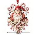 thumbnail image 2 of 3.15 in 2D Candy Cane Christmas Ornament, Vintage Red and White Hanging Pendant with Santa, Gnome, Reindeer and Sleigh Artwork for Tree and Seasonal Display, 2 of 7