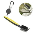 thumbnail image 1 of Cepillo limpiador multifuncional para palos de golf con cerdas dobles de nailon y acero, color amarillo, 1 of 8