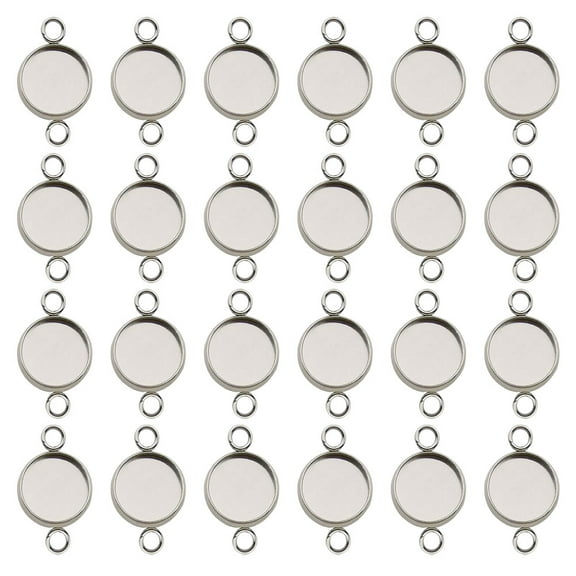 50Pcs Stainless Steel Time Base DIY Jewelry Making Accessories Handmade Pendant Silver (12mm)