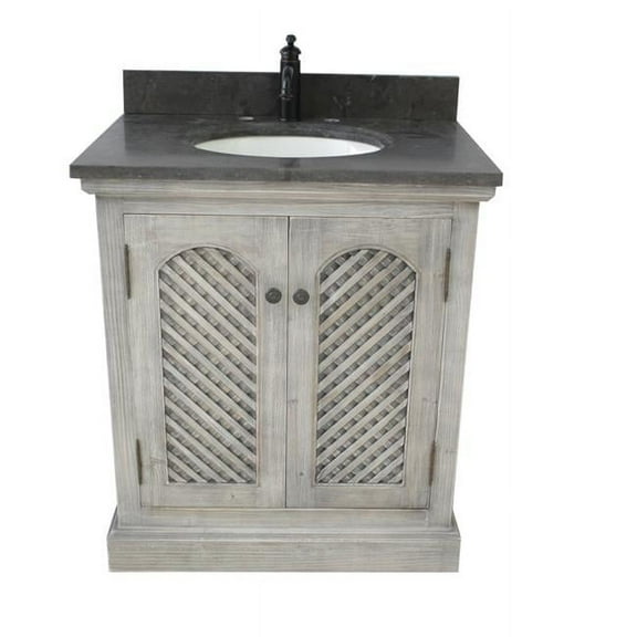 InFurniture WK8131-G plus WK top 31 in. Rustic Solid Fir Sink Vanity In Grey-No Faucet