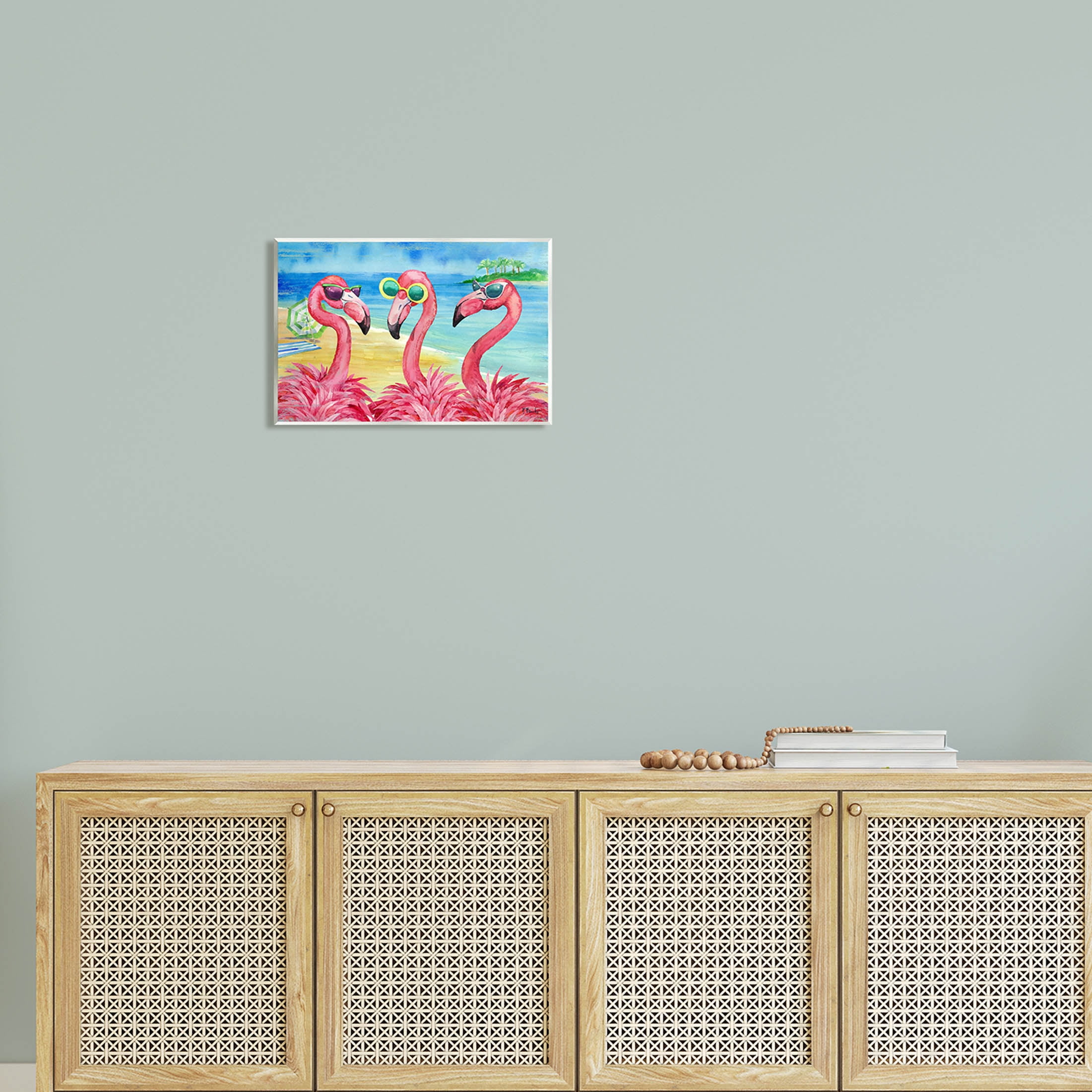 Stupell Industries Flamingo Girlfriends Tropical Coast Graphic Art Unframed Art Print Wall Art, Design by Paul Brent