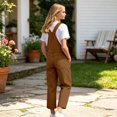 thumbnail image 6 of Tisuna Kids Boys And Girls Overalls Pants Solid Color Sleeveless Suspender Trousers With Pocket Casual Breathable Child Straight Leg Pants Brown Size 5-6 Years, 6 of 6