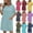 Sky Blue, variant on PADFRYBK Summer Dresses For Women Round Neck Casual Loose Dress Sleeveless Comfortable Skirt Short Sleeve Dresses Mid-Length Dresses With Pockets