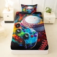 thumbnail image 3 of Erosebridal Boys Gaming Console Twin Sheet Sets,Gamepad Gamer Baseball Game Bedding For Kids 3 Pieces, 3 of 6