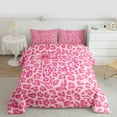 thumbnail image 2 of Manfei Ribbon Monogrammed P Queen Comforter Set for Girl, Kawaii Princess Style Bedding Sets, Cute Pink Cheetah Print Reversible Bedding Comforter Set, Super Cozy Room Decor, 3-Piece, 2 of 8