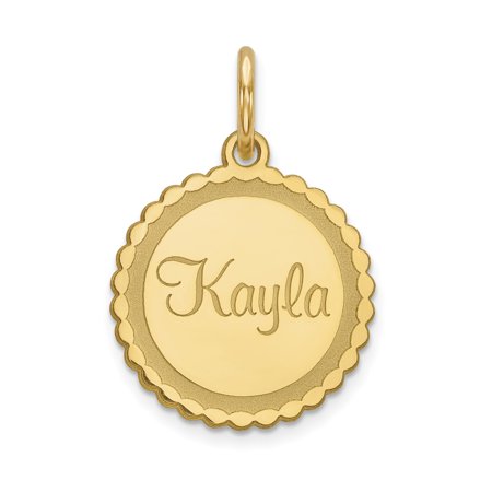 Disc Pendant 10k Yellow Gold Scalloped Round Disc Name Plate Flyer Pg. 4 Necklace Pendant Charm Scallop Gifts For Women For Her ()