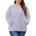 thumbnail image 2 of Dwellite Sweatshirt for Women,Plus Size Crewneck Sweatshirts Oversized Pullover Tops Fall Winter Clothes 2026 with Pocket Light Purple 5XL, 2 of 6