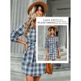 thumbnail image 6 of STARVNC Women Plaid Lapel Collar Single Breasted Tie Waist Long Sleeve Shirt Dress, 6 of 7