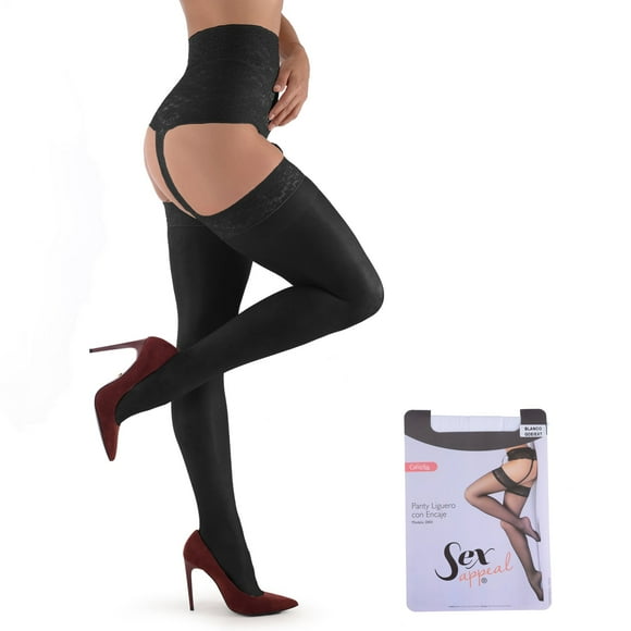 Panty Liguero Con Encaje Color Negro Camelia Sex Appeal 2003