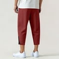thumbnail image 4 of Dolkfu Summer Pants Men Comfy Drawstring Capri Cropped Ankle Zipper Trouser Mens S, 4 of 9