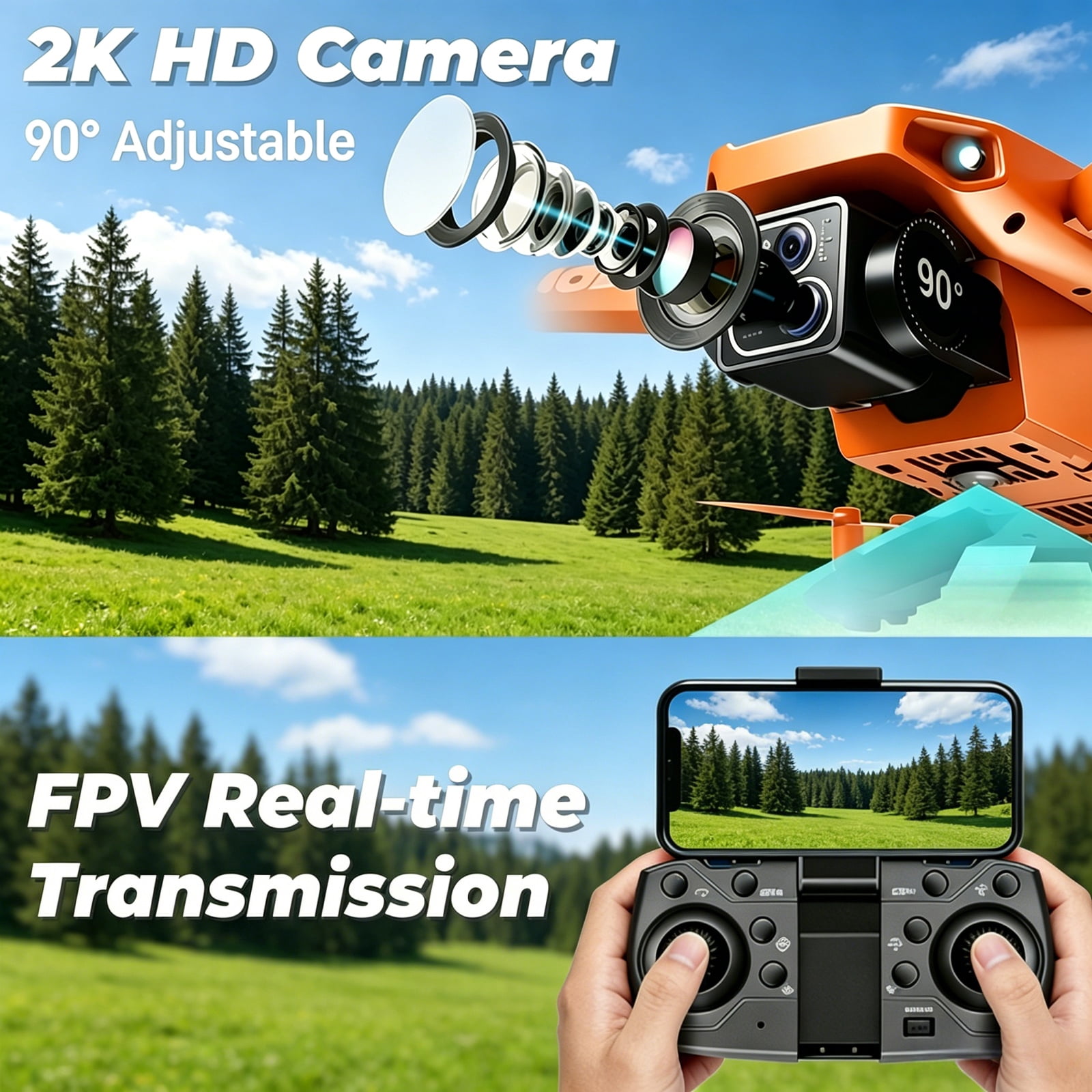 4K Foldable RC Drone with HD Camera, WiFi FPV, Altitude Hold, One Key Start, 360° Flip, Remote Control Drone Toy for Kids Boys Girls Age 10+