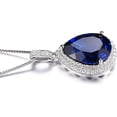 thumbnail image 3 of 2Ct Pear Cut Simulated Blue Sapphire Halo Women's Pendant 14K White Gold Plated Silver, 3 of 4