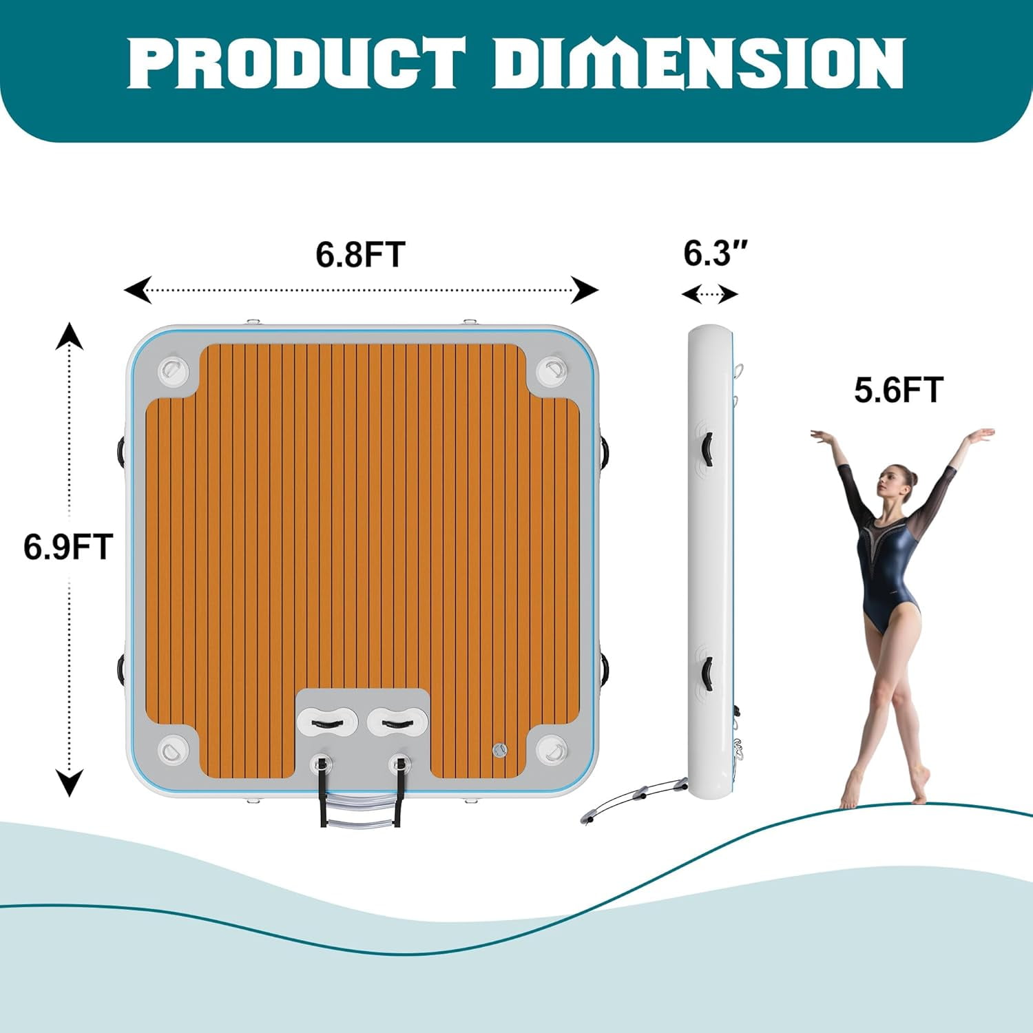 Jocisland 7×7FT Inflatable Floating Dock, Non-Slip EVA Air Dock Platform Floating Island Raft with Rope Ladder for Pool Lake Beach Ocean