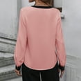 thumbnail image 4 of Scyoekwg Blouses for Women Casual V-Neck Elegant Shirts Solid Color Long Sleeve T Shirts Fall Tops Trendy Loose Lightweight Pullover (Pink,XXL), 4 of 8