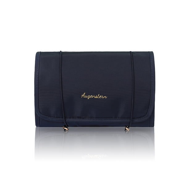 Bolsa de cosméticos colgante, bolsas de maquillaje multifuncionales portátiles, organizador de malla, regalo elegante doblado para cumpleaños Almacenamiento y organización del hogar Azul oscuro Bewildely HA010959-03