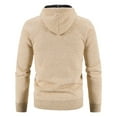 thumbnail image 3 of Domuza Men's Full Zip Hoodie Long Sleeve Casual Striped Knit Cardigan Sweater Fall Winter Classic Fit Drawstring Hooded Sweatshirt Beige L, 3 of 3