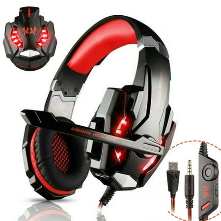Psp 2000 Headphone - Stereo Gaming Headsets, 3.5mm Headphones with LED Light & Noise Canceling Microphone for PlayStation 4, New Xbox One, PC, Nintendo 3DS, Laptop, PSP, Tablet, iPad, Computer, Mobile Phone