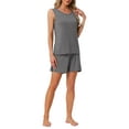 thumbnail image 2 of Conjunto de lounge para mujeres INSPIRE CHIC, set de pijama de algodón sin mangas, top de tanque y pantalones cortos, pijama suave, talla 3XL, gris, 2 of 6