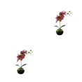 thumbnail image 3 of Bewildely Bonsái de orquídea artificial con maceta de cerámica Phalaenopsis en maceta Color brillante flores falsas planta hogar jardín Verde púrpura 2piezas, 3 of 6