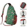 thumbnail image 3 of Sling Backpack,Green Christmas Santa and Icon Pattern Sling Bag with Water Bottle Holder,Waterproof Sling Bag for Men/Women with Headphone Jack for Hiking,Travel, 3 of 6