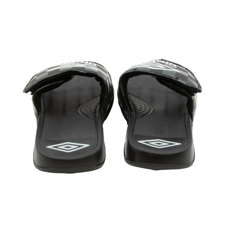 【UMBRO】 ★ Flip Flop ★ FORT SLIDE Umbro Slide Slip-On Sandal Black/Silver US Little Kid Size