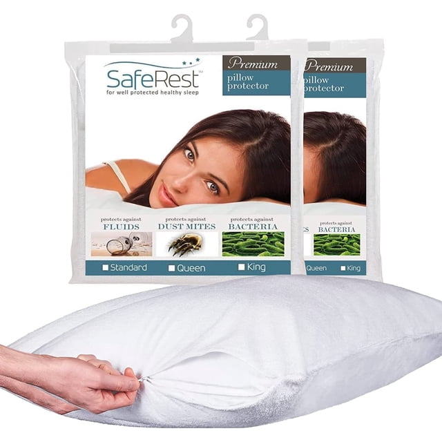 Protector de almohada SafeRest, tamaño king, impermeable, paquete de 2