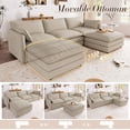 thumbnail image 3 of Muumblus Sectional Cloud Couch with Reversible Ottoman, L-Shaped Chenille Sofa for Living Room, Camel, 3 of 9