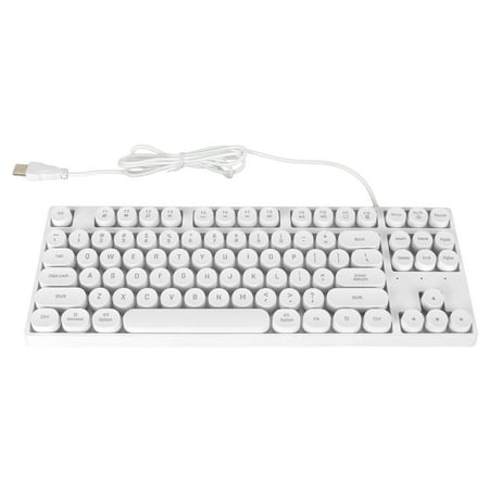 Retro Round Keycaps Gaming Keyboard, 87 Keys Compact USB Wired ...