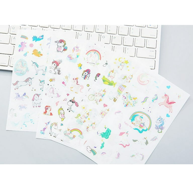 12 Pcs Cartoon Unicorn Stickers DIY Diary Stickers Scrapbooking Stationery  Label for Kids Party (Mixed Pattern) 