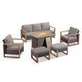 thumbnail image 2 of PARKWELL 6 Piece Outdoor Patio Furniture Set with Fire Pit Table,All-Weather Conversation Set with Wicker Lounge Chair,7-Seat Patio Fire Pit Seating Sets for Backyard Gatherings, Brown/Gray, 2 of 14