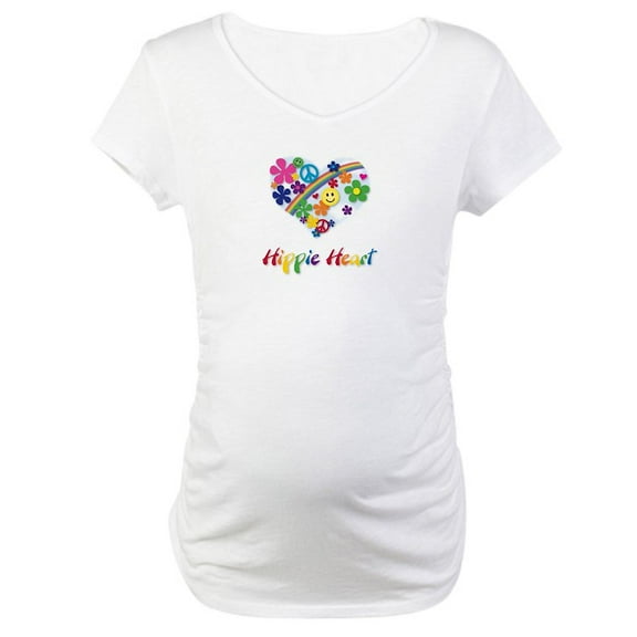 CafePress - Hippie Heart Maternity T Shirt - Cotton Maternity T-shirt, Cute & Funny Pregnancy Tee