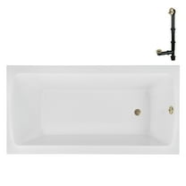 Streamline N-4380-754-PBR 72 in. x 36 in. Acrylic Soaking Drop-In Bathtub in Glossy White, With External Drain in Polished Brass