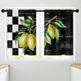 thumbnail image 4 of Lemon Flower Checkerboard Kitchen Curtains, Summer Vintage Leaf Short Window Curtains Set of 2, Window Treatment Tier Curtains for Kitchen Over Sink Bathroom Dining Room Decor (26x36 Inch), 4 of 6