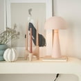 thumbnail image 2 of EPT01 16" Metal Mushroom Table Modern, Retro, Desk, Bedside, Living Room, Office Lamp, Small, Blush Pink, 2 of 6