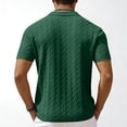 thumbnail image 3 of LWavelet Men Summer Casual Cable Knit Button Down Shirt Short Sleeve Camp Collar Breathable Knit Streetwear Top Green L, 3 of 3