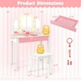 thumbnail image 3 of Gymax Kids Vanity Table Set 2-in-1 Princess Makeup Dressing Desk w/Mirror Stool Drawer White, 3 of 10