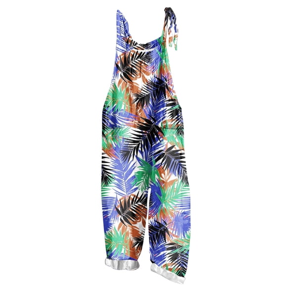 Cavosen Plus Size Loose Sleeveless Jumpsuits Overalls with Pocket Print Lightweight Summer Work Rompers
