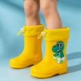 thumbnail image 5 of Zefriona Rain Boots for Boys Girls Elastic Cuff Dinosaur Design Waterproof Slip Resistant Short Top PVC Rain Shoes for Toddlers & Kids Yellow Size 8.5 Toddler, 5 of 10