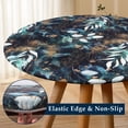 thumbnail image 2 of Boho LeavesTablecloth Fitted Elastic Black/Green/Matte Gold Vinyl Whimsical Patio Table Covers Wrinkle Resistant Round Tablecloths for Picnic Camping Indoor and Outdoor, 2 of 7