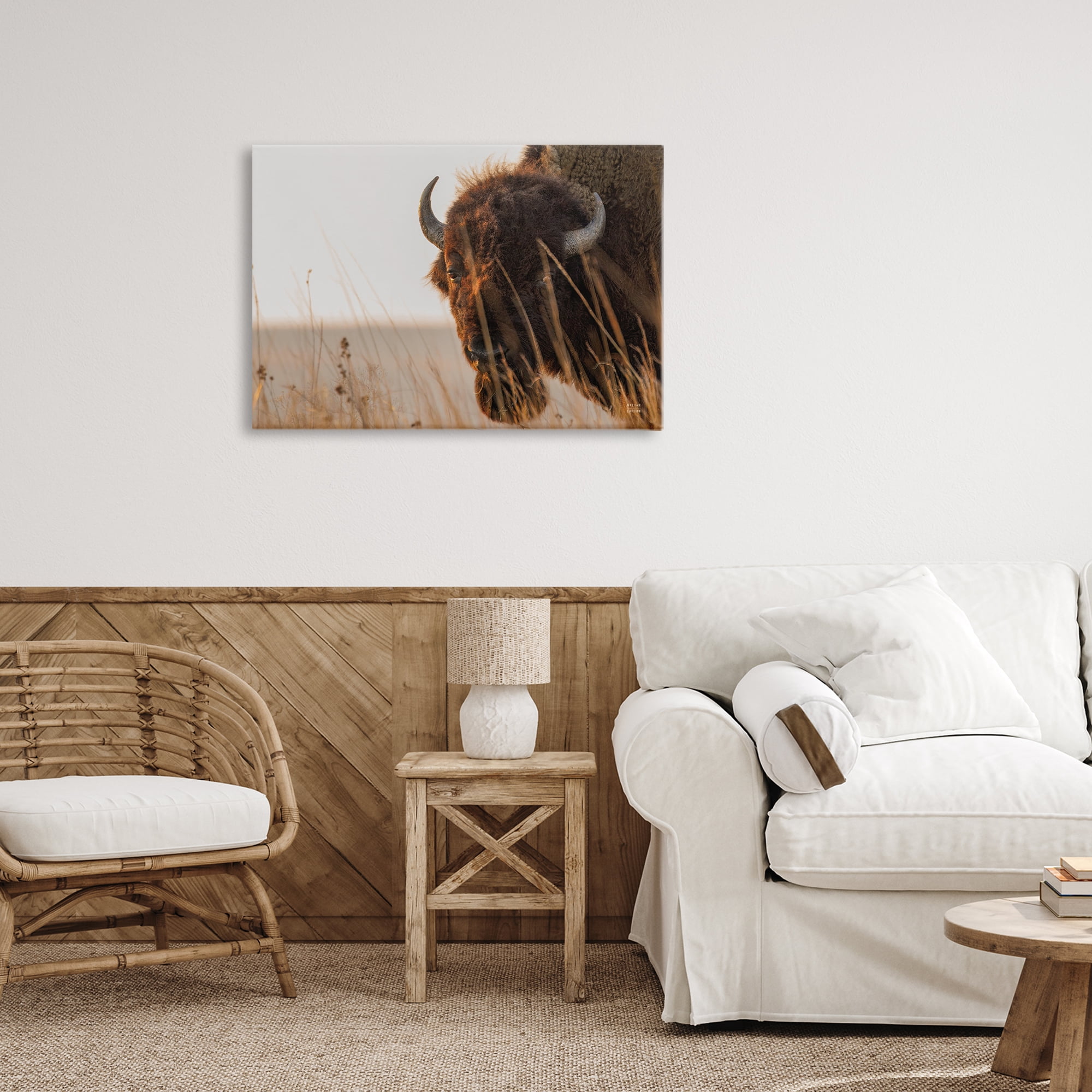 Stupell Industries Bison Sunset on Golden Prairie Canvas Wall Art, design by Nathan Larson