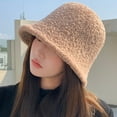 thumbnail image 4 of SikaFu Advanced Sensory Lamb Bucket Hat Female Autumn And Winter Plain Face Covered Face Warm Basin Hood Temperament Hats Spot Spot, 4 of 9
