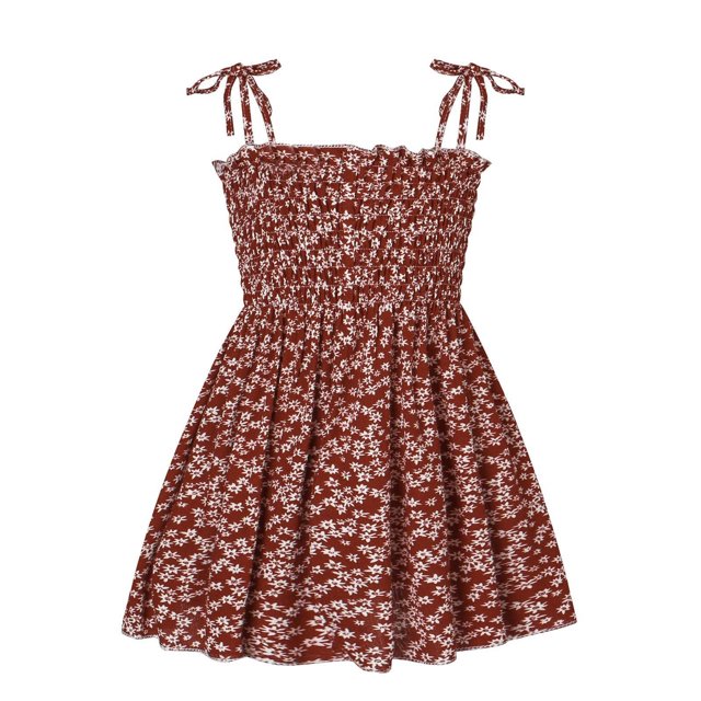 Robe d'Été pour Filles Été Bébé Filles Robe Sans Manches à Bretelles Imprimé Graphique Vêtements pour Enfants