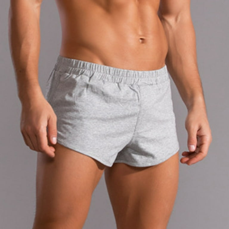 Men's Cotton Athletic Workout Shorts, Elastic Waist, High-Stretch