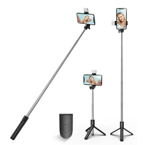 Lighted Selfie Stick Tripod, Removable Bluetooth Remote, Lightweight, Portable