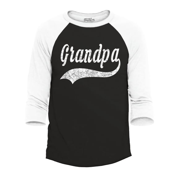 Shop4Ever Men's Grandpa Class Baseball Sport Raglan Baseball Shirt X-Large Black/White