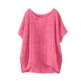 thumbnail image 5 of MEICHEN Women's Summer Short Sleeve Solid Casual Cotton Linen Tops Fashion Loose Crewneck Blouse Tshirts for Women, 5 of 5