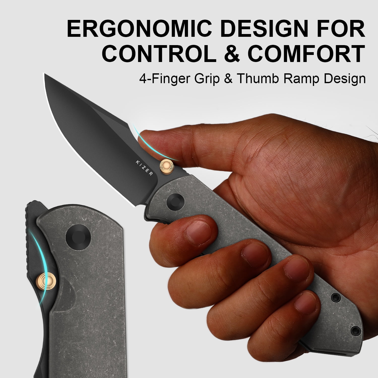 Kizer Harpoon Fold Folding Pocket Knife Elmax Blade Titanium Handle Ki4784A3