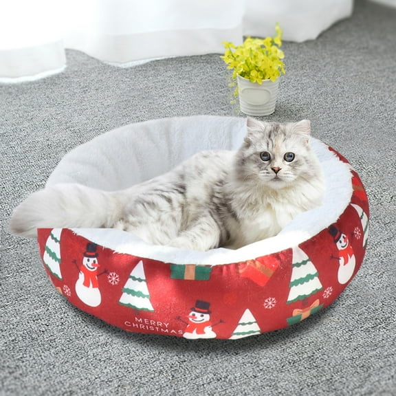 SCNOR Covered Plush Cat Bed - Machine Washable, Warm Cozy Cat Cave for Small Medium Large Cats, Indoor Portable Soft Cotton Pet Bed